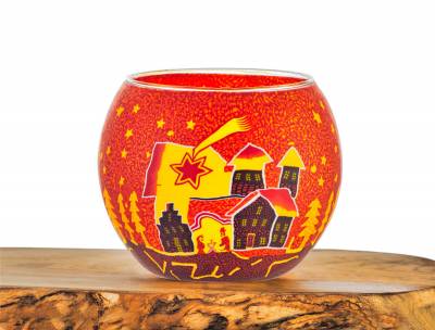 Leuchtglas Nr.346 ohne Wachs Ø11cm Dekoration Teelicht Windlicht Sternschnuppe rot - 0