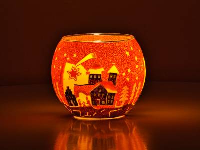 Leuchtglas Nr.346 ohne Wachs Ø11cm Dekoration Teelicht Windlicht Sternschnuppe rot - 1