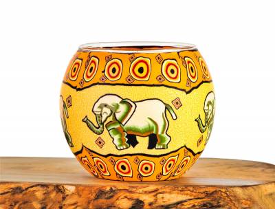 Leuchtglas Nr.286 ohne Wachs Ø11cm Dekoration Teelicht Windlicht Elefant - 0