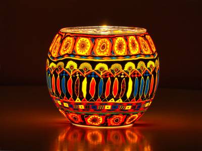 Leuchtglas Nr.90 ohne Wachs Ø11cm Dekoration Teelicht Windlicht Bohochic - 1