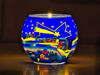 Leuchtglas Nr.66 ohne Wachs Ø11cm Dekoration Licht Windlicht Teelicht Weihnachtsstern - 1