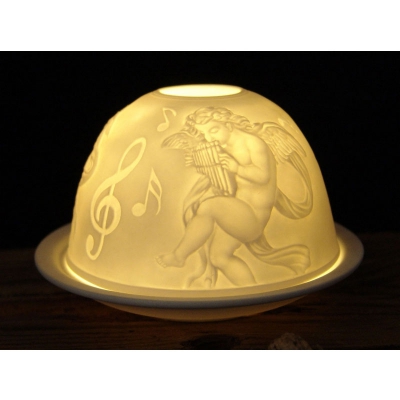 Starlight 142 Engel/ Panflöte Teelicht Windlicht Bisquitporzellan Hellmann Dekoration - 0