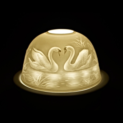 Starlight 80 Schwan Teelicht Porzellan Windlicht Teelichthalter Hellmann Deko - 0