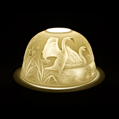 Starlight 80 Schwan Teelicht Porzellan Windlicht Teelichthalter Hellmann Deko - 1