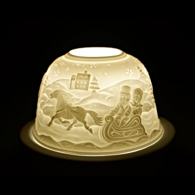 Starlight 77 Schlittenfahrt Hellmann Teelicht Windlichthalter Bisquitporzellan - 0