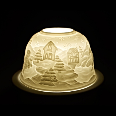 Starlight 77 Schlittenfahrt Hellmann Teelicht Windlichthalter Bisquitporzellan - 1