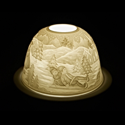 Starlight 69 Schlittenfahrt Hellmann Porzellanteelicht Windlicht Deko-Teelichthalter - 1