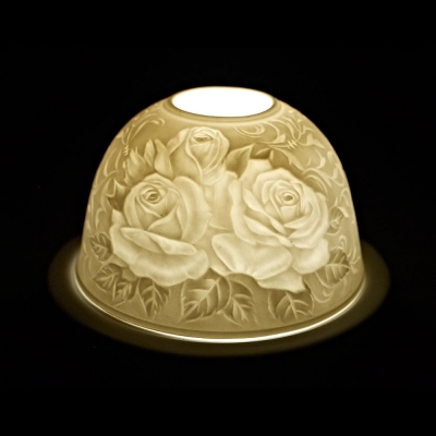 Starlight 62 Rosenmotiv Porzellan Teelichthalter Windlicht Hellmann - Teelicht - 0