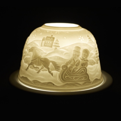 Starlight 42 Schlittenfahrt Porzellan Windlicht, Teelicht, Teelichthalter Porzellanteelicht - 0