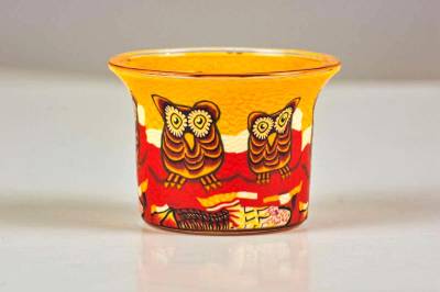 Votiv Glas 345 Eule dekoratives Windlicht - 0