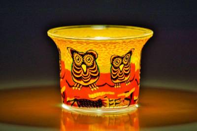 Votiv Glas 345 Eule dekoratives Windlicht - 1