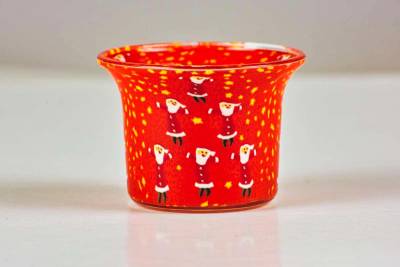 Votiv Glas 341 6 Weihnachtsmänner dekoratives Windlicht - 0