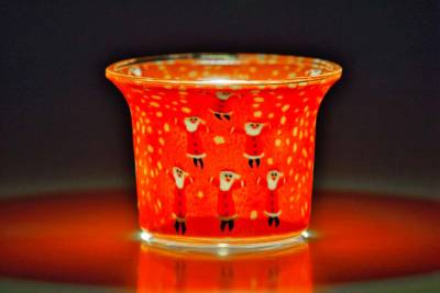 Votiv Glas 341 6 Weihnachtsmänner dekoratives Windlicht - 1