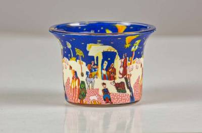 Votiv Glas 339 weihnachtliche Krippe dekoratives Windlicht - 0