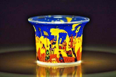 Votiv Glas 339 weihnachtliche Krippe dekoratives Windlicht - 1