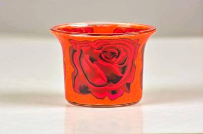 Votiv Glas 297 rote Rose dekoratives Windlicht - 0