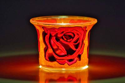 Votiv Glas 297 rote Rose dekoratives Windlicht - 1