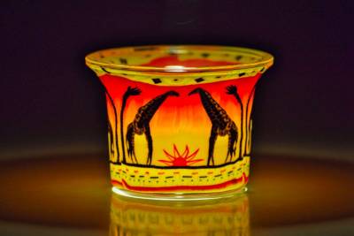 Votiv Glas 287 Giraffen dekoratives Windlicht - 1