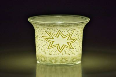 Votiv Glas 271 Stern weiss dekoratives Windlicht - 1