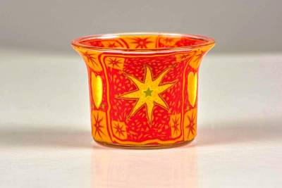 Votiv Glas 226 strahlend gelber Stern dekoratives Windlicht - 0