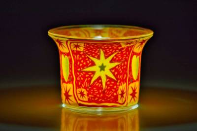 Votiv Glas 226 strahlend gelber Stern dekoratives Windlicht - 1