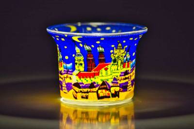 Votiv Glas 204 München bei Nacht dekoratives Windlicht - 1