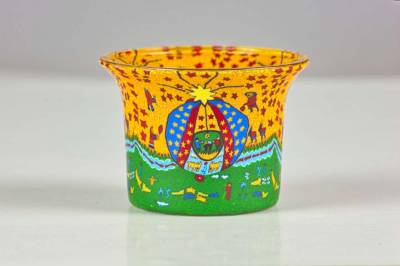 Votiv Glas 144 Krippe künstlerische Darstellung dekoratives Windlicht - 0