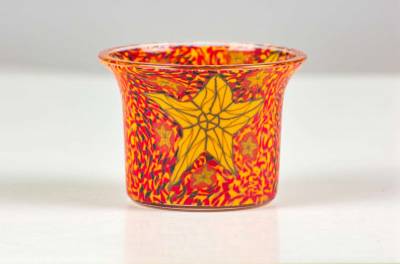 Votiv Glas 143 Stern orange dekoratives Windlicht - 0