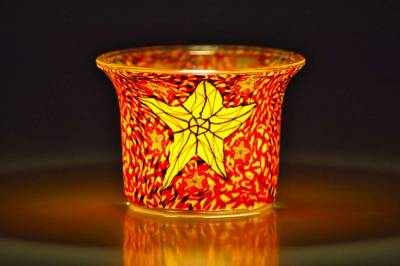 Votiv Glas 143 Stern orange dekoratives Windlicht - 1