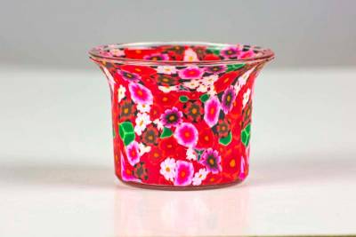 Votiv Glas 124 Blumenwiese dekoratives Windlicht - 0