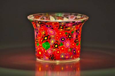 Votiv Glas 124 Blumenwiese dekoratives Windlicht - 1