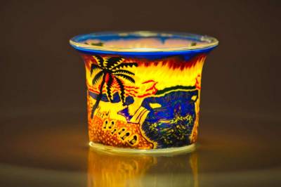 Votiv Glas 103 Palme/Strand dekoratives Windlicht - 1