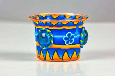 Votiv Glas 100 Nuggets blau dekoratives Windlicht - 0