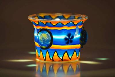 Votiv Glas 100 Nuggets blau dekoratives Windlicht - 1