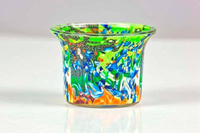 Votiv Glas 93 Flowerpower in grün dekoratives Windlicht - 0