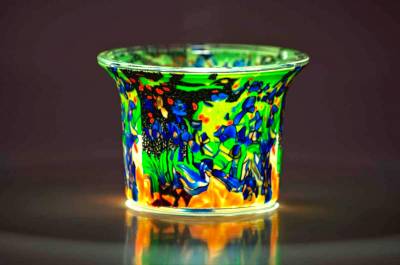 Votiv Glas 93 Flowerpower in grün dekoratives Windlicht - 1