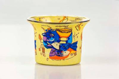 Votiv Glas 91 Fische abstrakt dekoratives Windlicht - 0