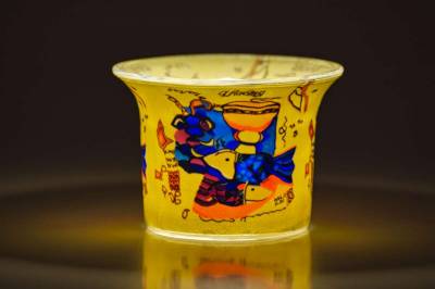 Votiv Glas 91 Fische abstrakt dekoratives Windlicht - 1