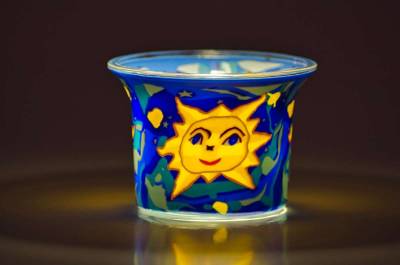 Votiv Glas 77 Motiv Sonne dekoratives Windlicht - 1