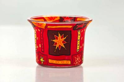 Votiv Glas 75 Sterne, rot dekoratives Windlicht - 0