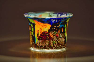 Votiv Glas 59 Stadt abstrakt dekoratives Windlicht - 1