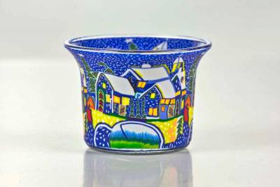 Votiv Glas 49 Schneestadt dekoratives Windlicht - 0