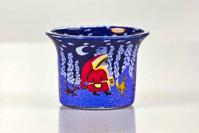 Votiv Glas 47 Weihnachtsmann dekoratives Windlicht - 0