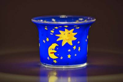 Votiv Glas 41 Sonne Mond Sterne dekoratives Windlicht - 1