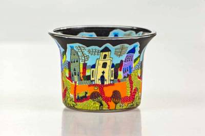 Votiv Glas 37 Kirchenbesuch am Sonntag dekoratives Windlicht - 0