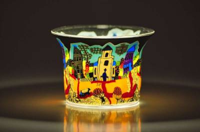 Votiv Glas 37 Kirchenbesuch am Sonntag dekoratives Windlicht - 1