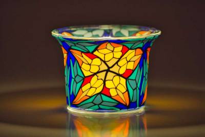 Votiv Glas 24 Stern/blau dekoratives Windlicht - 1