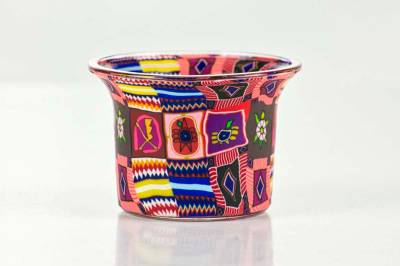 Votiv Glas 12 Patchwork dekoratives Windlicht - 0