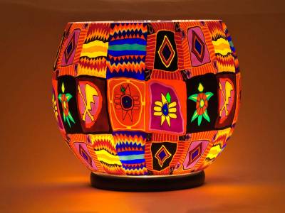 Leuchtglas Lampe Gigant Nr.12 Patchwork Ø30cm, inklusive elektr. Beleuchtung, Leuchte - 0