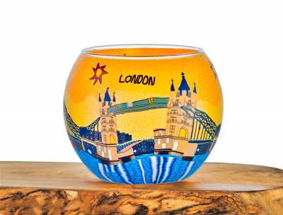 Leuchtglas Nr.546 ohne Wachs Ø11cm Dekoration Windlicht Teelichthalter London - 0